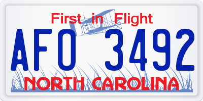 NC license plate AFO3492