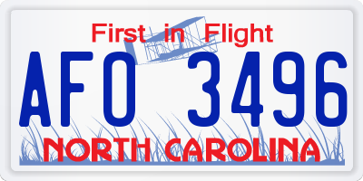 NC license plate AFO3496