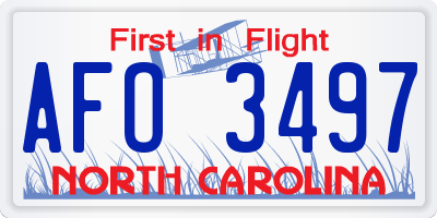 NC license plate AFO3497