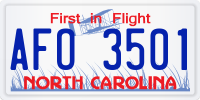 NC license plate AFO3501