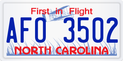 NC license plate AFO3502