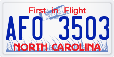 NC license plate AFO3503