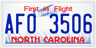NC license plate AFO3506