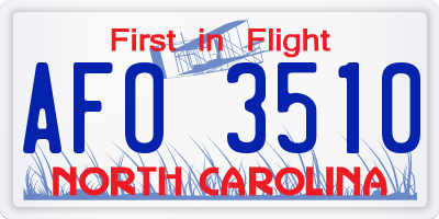NC license plate AFO3510