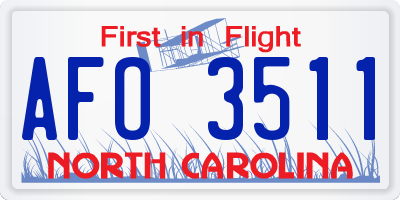 NC license plate AFO3511
