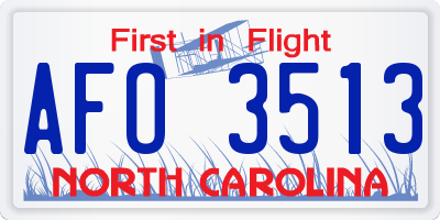 NC license plate AFO3513