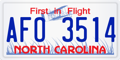NC license plate AFO3514
