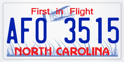 NC license plate AFO3515
