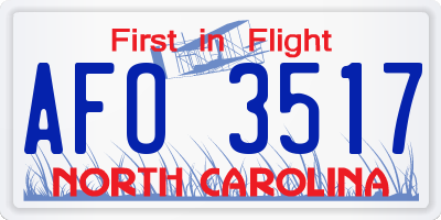 NC license plate AFO3517