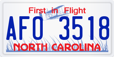 NC license plate AFO3518