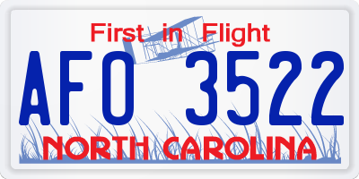 NC license plate AFO3522