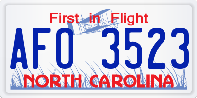 NC license plate AFO3523