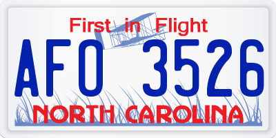NC license plate AFO3526