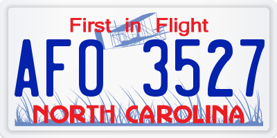 NC license plate AFO3527
