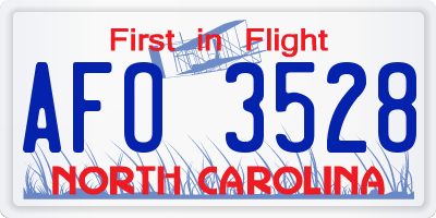 NC license plate AFO3528