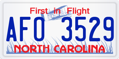 NC license plate AFO3529