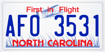 NC license plate AFO3531