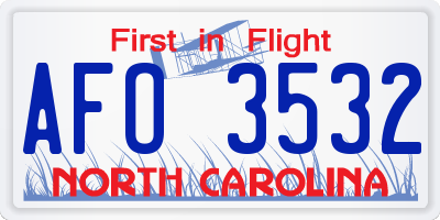 NC license plate AFO3532