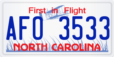 NC license plate AFO3533