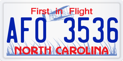 NC license plate AFO3536