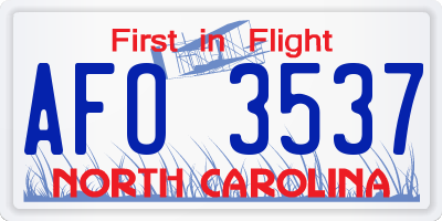 NC license plate AFO3537
