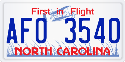 NC license plate AFO3540