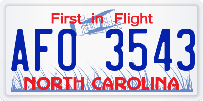 NC license plate AFO3543