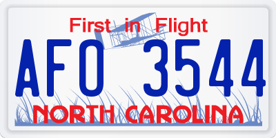 NC license plate AFO3544