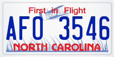 NC license plate AFO3546