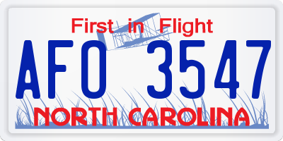 NC license plate AFO3547