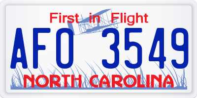 NC license plate AFO3549