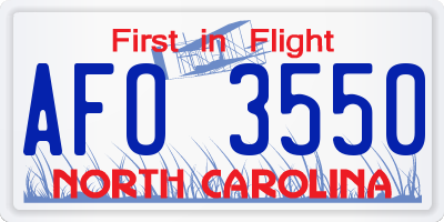 NC license plate AFO3550