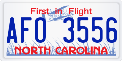 NC license plate AFO3556
