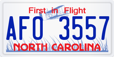 NC license plate AFO3557