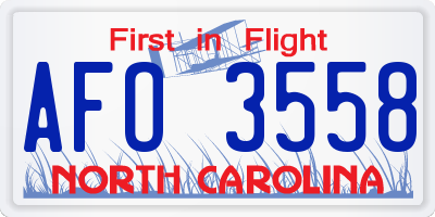 NC license plate AFO3558
