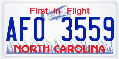 NC license plate AFO3559