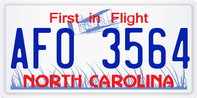NC license plate AFO3564