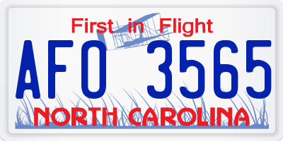 NC license plate AFO3565
