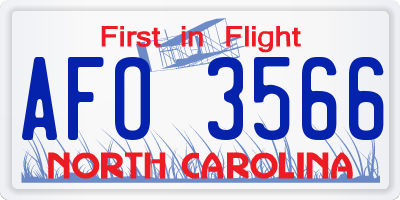 NC license plate AFO3566