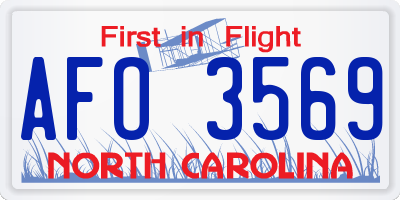 NC license plate AFO3569
