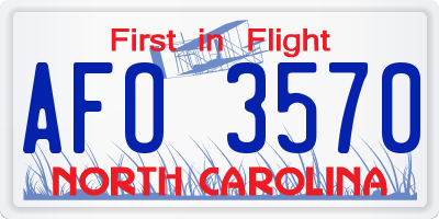 NC license plate AFO3570