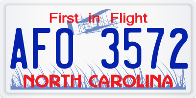 NC license plate AFO3572