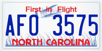 NC license plate AFO3575