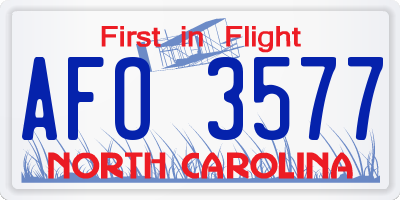 NC license plate AFO3577