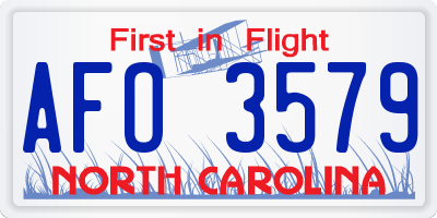NC license plate AFO3579
