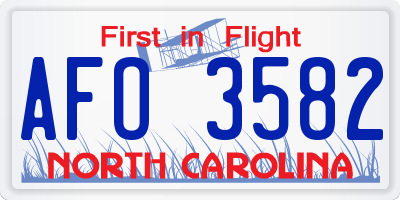 NC license plate AFO3582