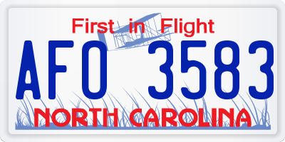 NC license plate AFO3583