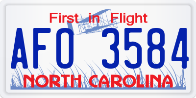 NC license plate AFO3584