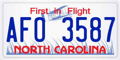 NC license plate AFO3587