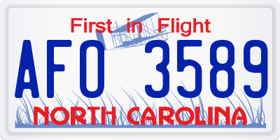 NC license plate AFO3589